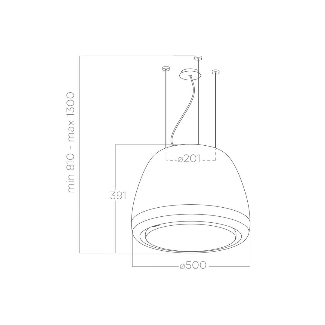 Hotă Neagră Suspendată 50cm EDITH ROCK/F/50, Elica