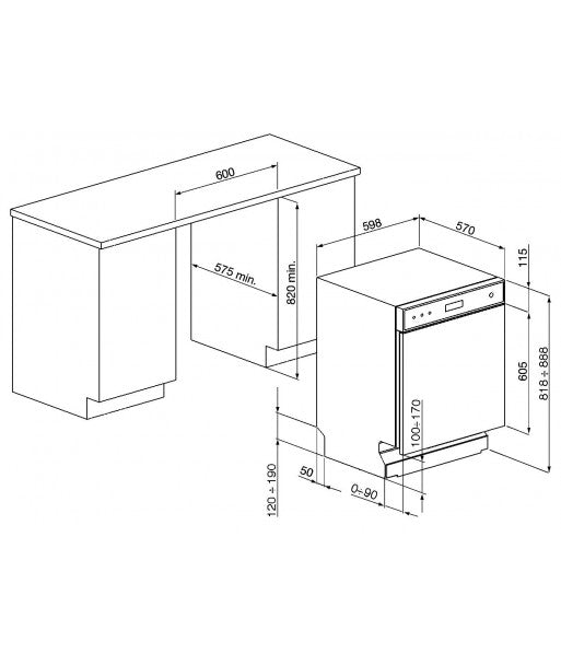 Mașină de spălat vase Universale LSP382CX 60cm, Smeg