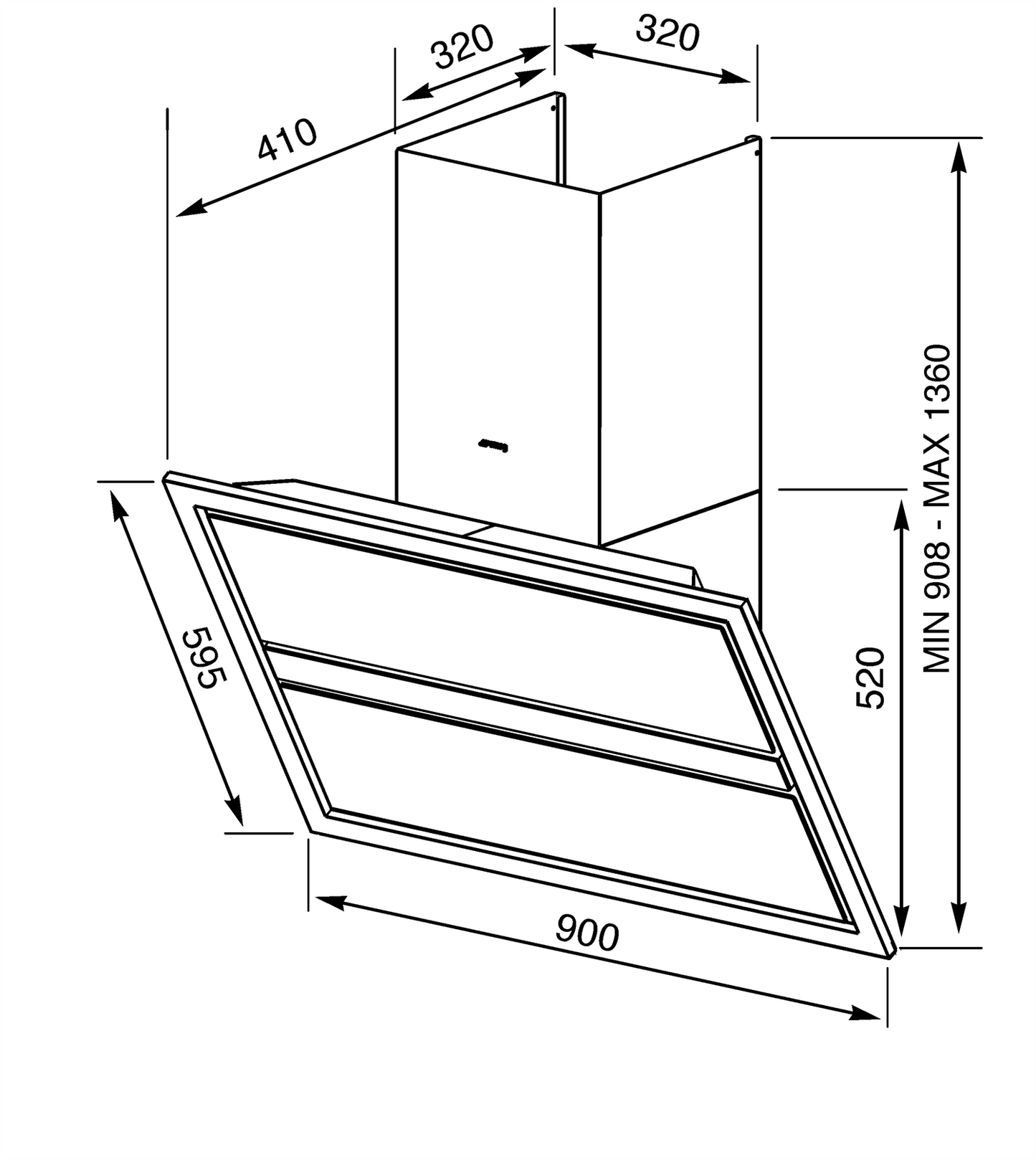 Hotă Linea KCV9BE2 90 cm, Smeg