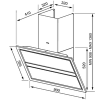 Hotă Linea KCV9BE2 90 cm, Smeg