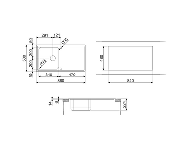 Chiuvetă Universale LLR861-2, Smeg