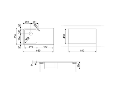 Chiuvetă Universale LM861D-2, Smeg