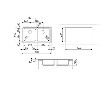 Chiuvetă Universale LM862-2, Smeg