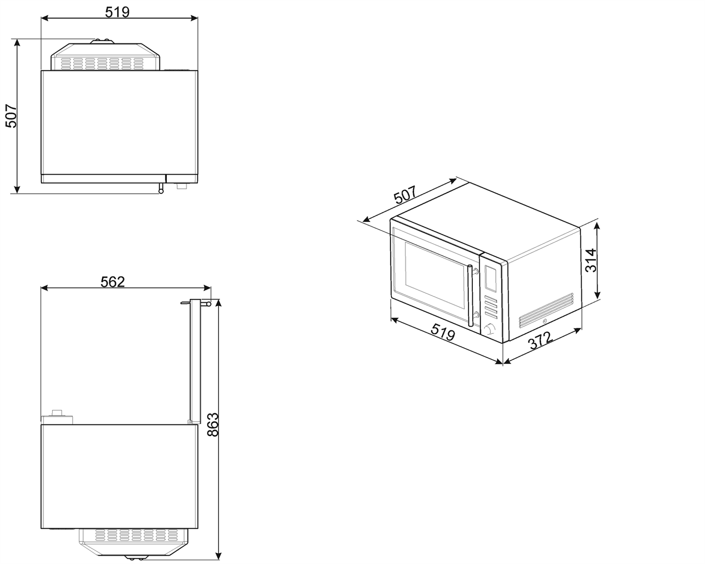 Cuptor cu microunde incorporabil Universale MOE34CXI, Smeg