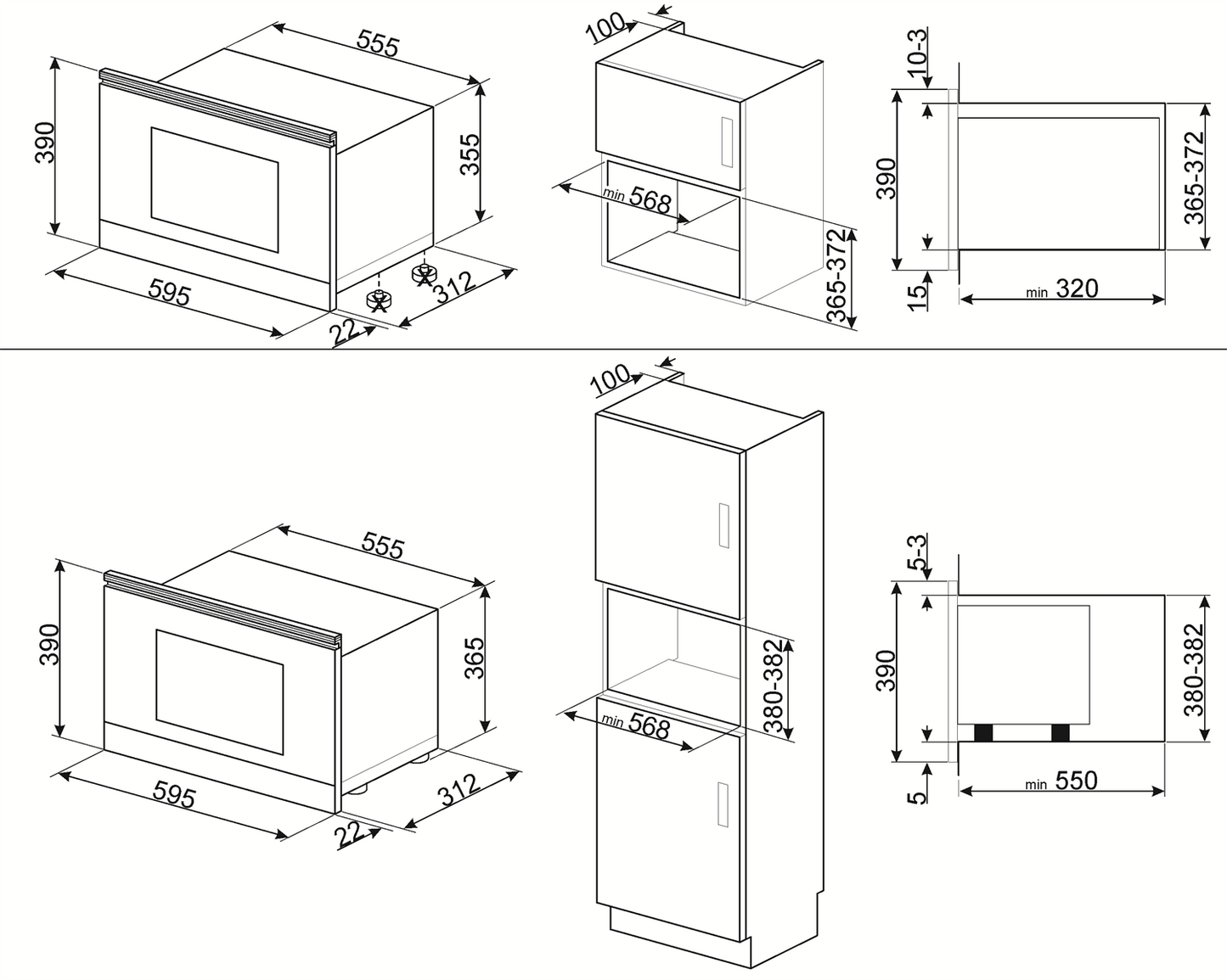 Cuptor cu microunde incorporabil Linea MP122N1, Smeg