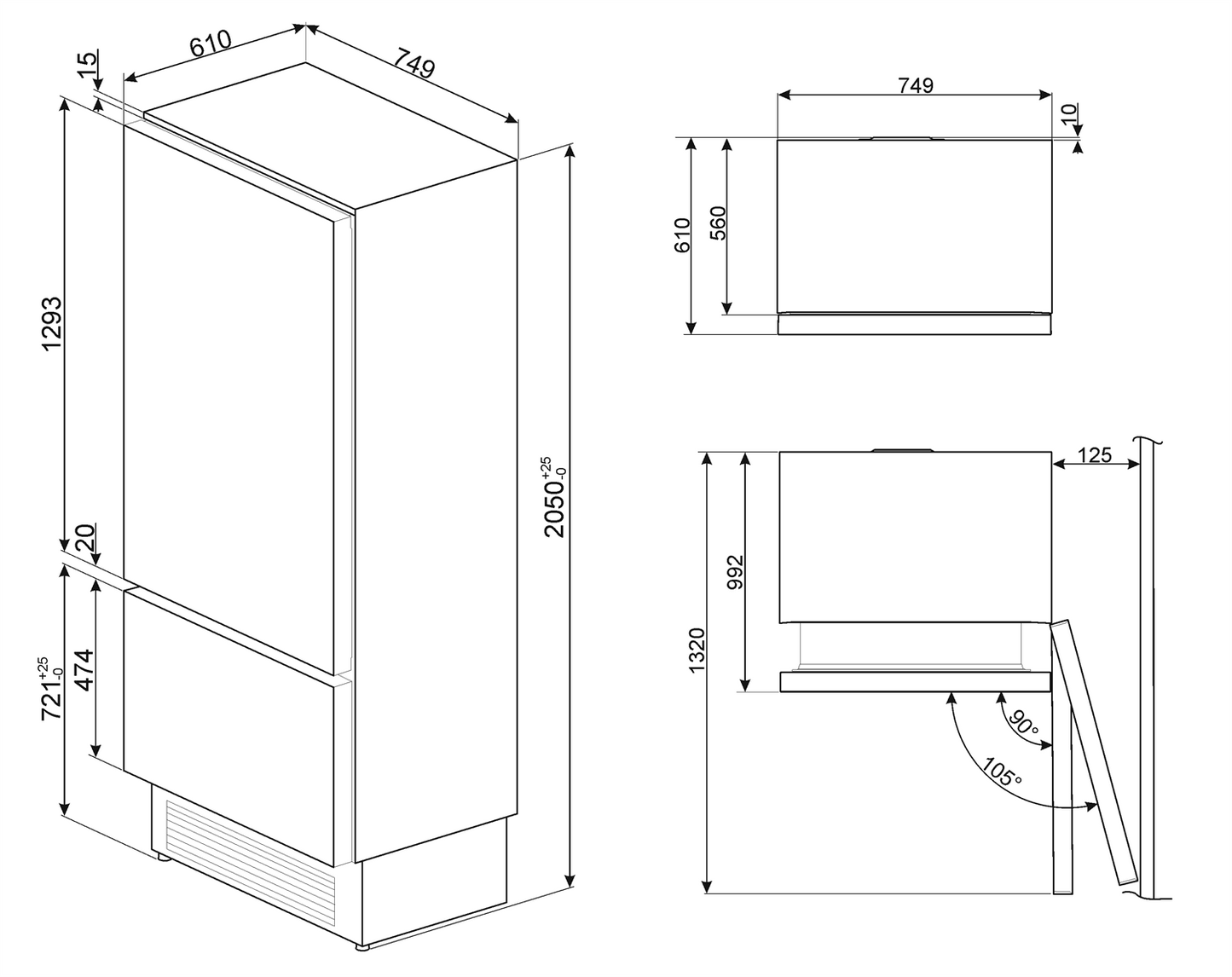 Combină frigorifică Universale RI76RSI, Smeg