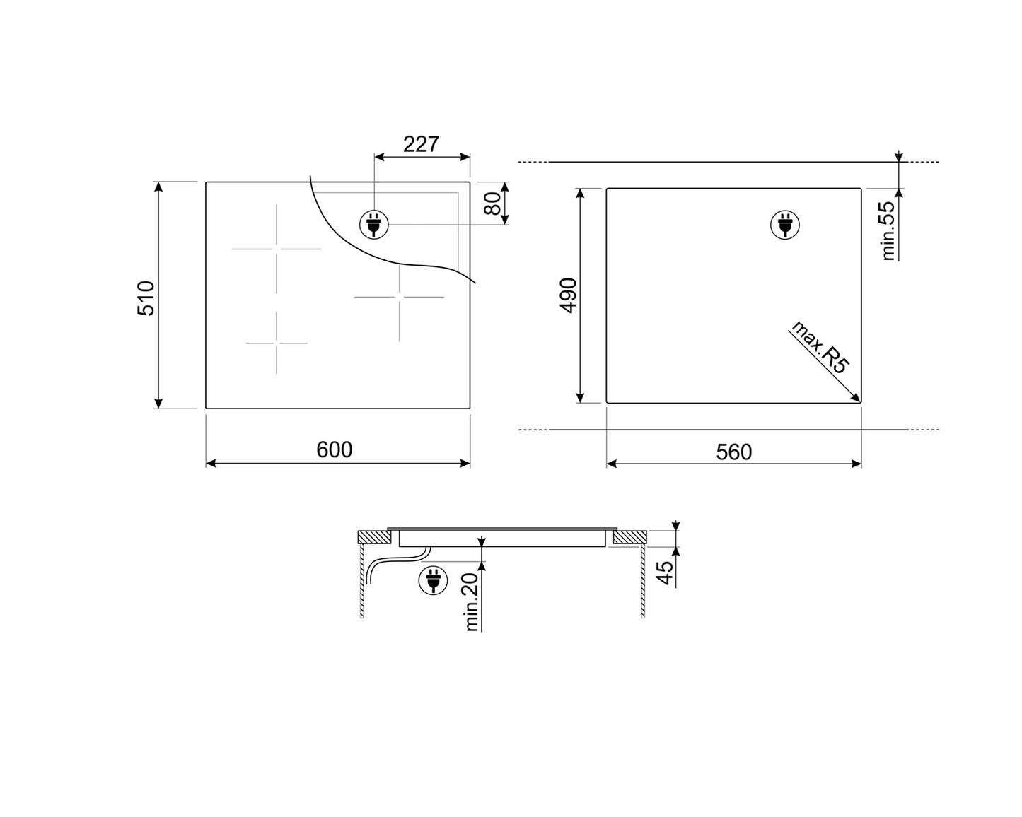 Plită inducție Universale SI1M7643B, Smeg