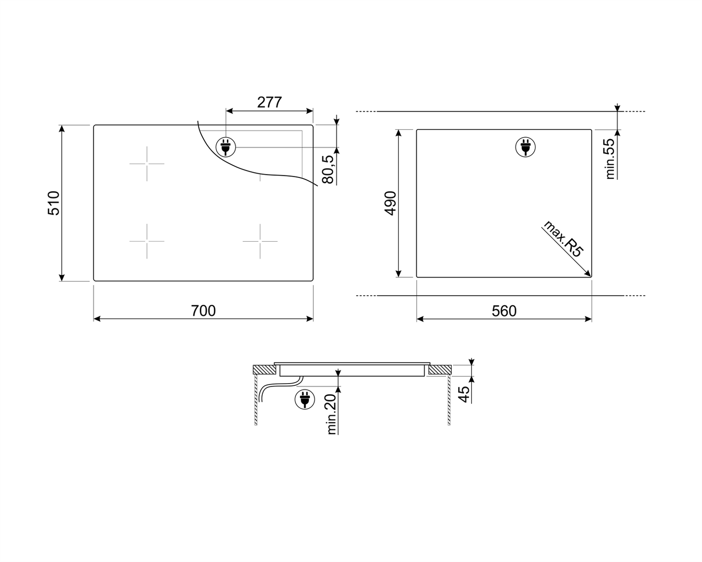 Plită inducție Universale SI1M7733B, Smeg