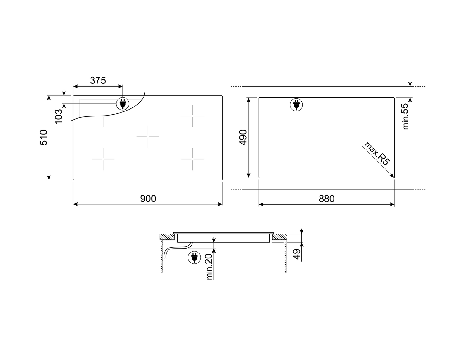 Plită inducție Universale SI2M7953D, Smeg