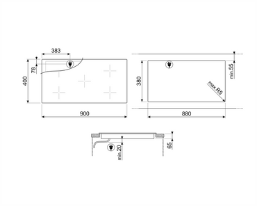 Plită inducție Universale SIH7933B, Smeg