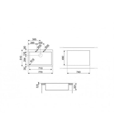 Chiuvetă Universale LFT77RS, Smeg