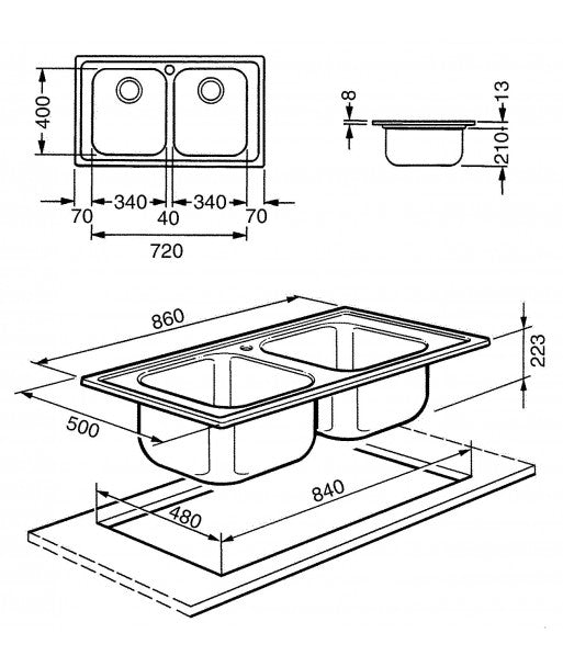 Chiuvetă Universale LM862-2, Smeg