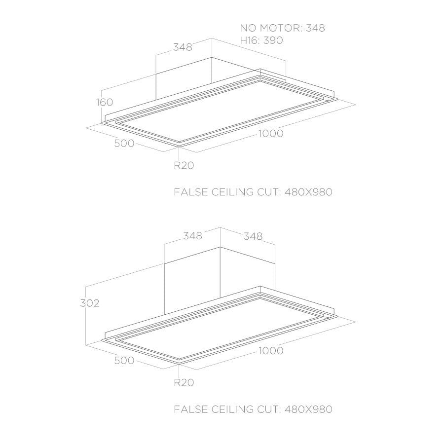 Hotă Albă Skydome Fără Motor Montaj Pe Tavan 100cm A/100, Elica